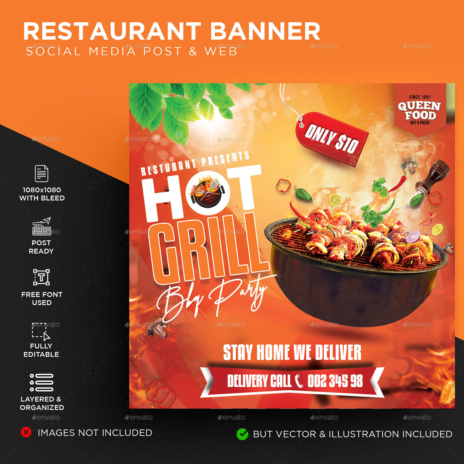 Restaurant Banner Template, Web Elements GraphicRiver
